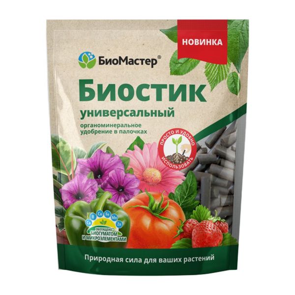 01Би9883Биостик Универсальное, органоминеральное удобрение в палочках, 250г - БиоМастер