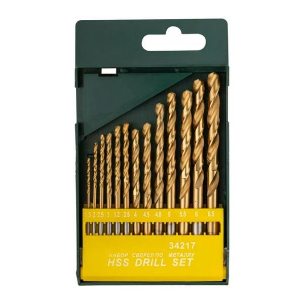 07FI8205 Набор сверл по металлу HSS шлифованные, титановое покрытие, угол заточки 135°, пласт. кейс, 13 шт.