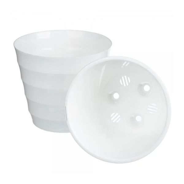 ЛР 17-10 Лаура 2,3л Бело-белый  пластиковый горшок d.17 h.15 с вкладкой12шт-коробка