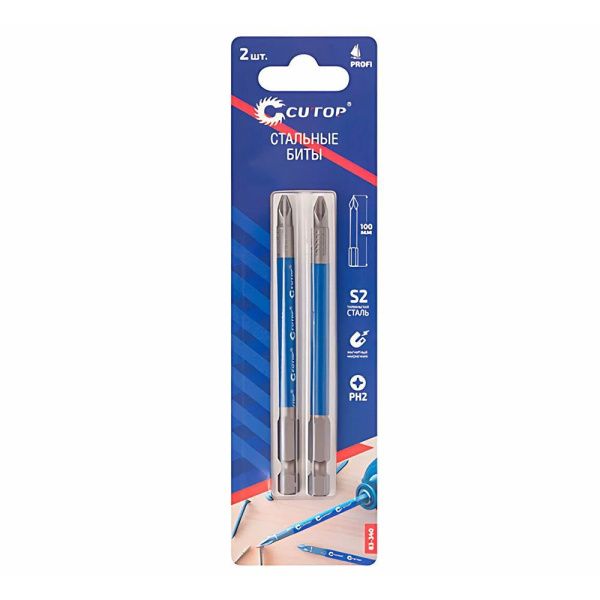 07FI7153 Биты стальные, 2 шт., CUTOP Profi, PH2, 100 мм (CUTOP)