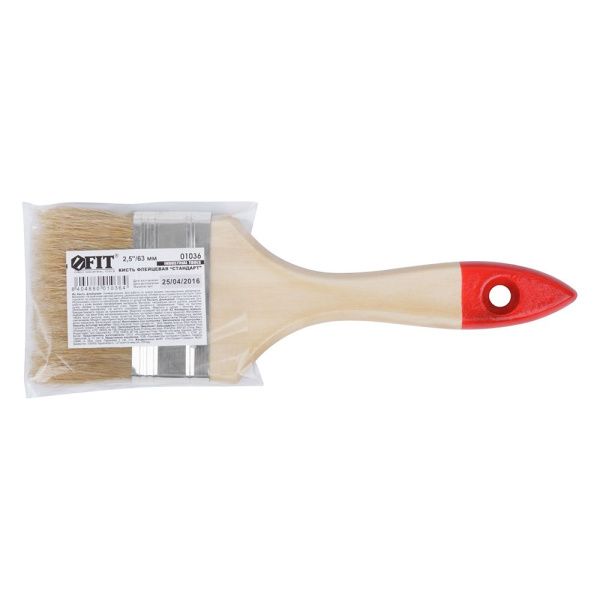 07FI6769 Кисть флейцевая Стандарт, натур.светлая щетина, деревянная ручка 2,5 (63 мм)
