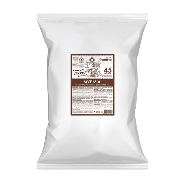 01Но9874 Мульча из сосновой коры Просто для роста средняя фракция 2-6см, 45л