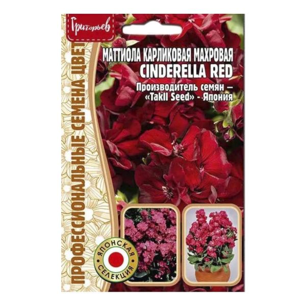 02Гр3008 Маттиола Cinderella Red карликовая  5шт. NDS