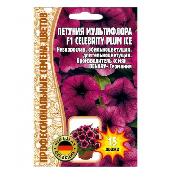 02Гр3146 Петуния Celebrity Plum Ice F1  15драже NDS