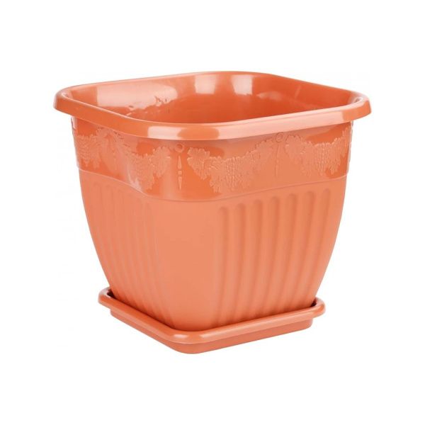 04Го8615 Горшок цв. Лозанна 8л квадратный (коричневый)