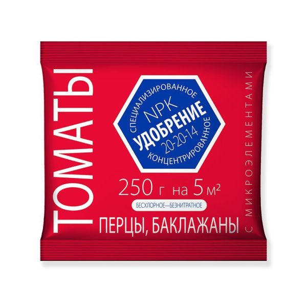 01Ро5720 Удобрение для Томатов, Перцев, Баклажан с микроэлементами 0,25кг (30) минеральное Агроуспех