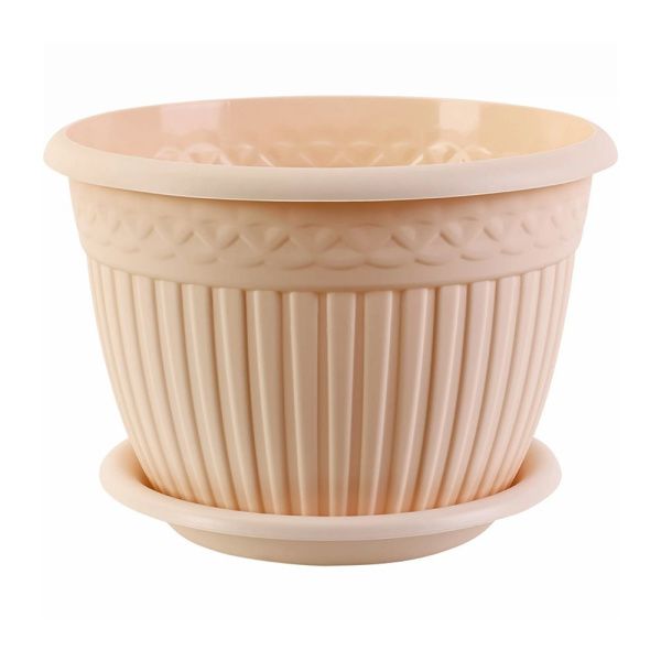 ГоВМ3845 Кашпо с блюдцем Византия (15л) Цв. Пудровый (Арт. КШ-1176)(1х8)